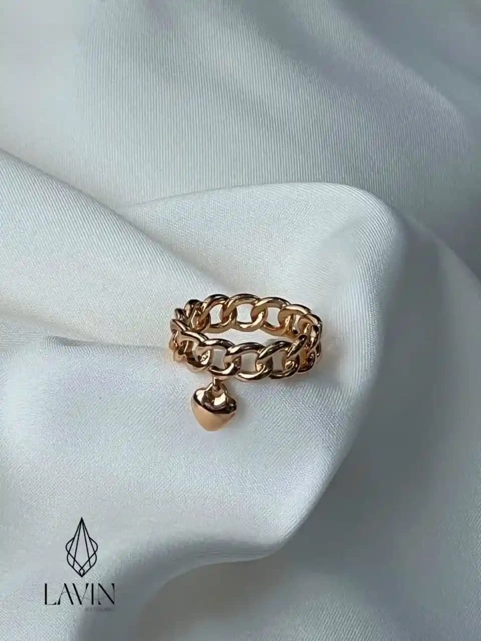 انگشتر زنجیری قلب ژوپینگ کد 7422