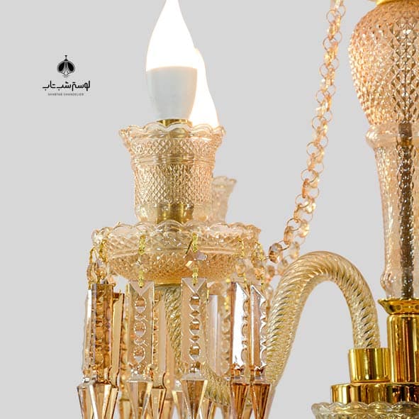 لوستر آویز 4 شعله باکارات شب تاب عسلی — تصویر ۲