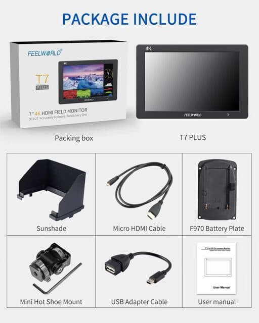 مانیتور فیلورد 7 اینچ | دوربین و گیمبال | FEELWORLD T7 PLUS 7 Inch 3D LUT 4K — تصویر ۶