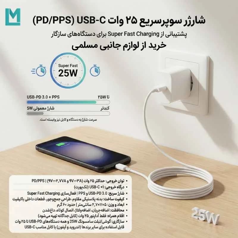 شارژر ۲۵ وات سامسونگ اصل (ساخت ویتنام) | Super Fast Charging — تصویر ۴