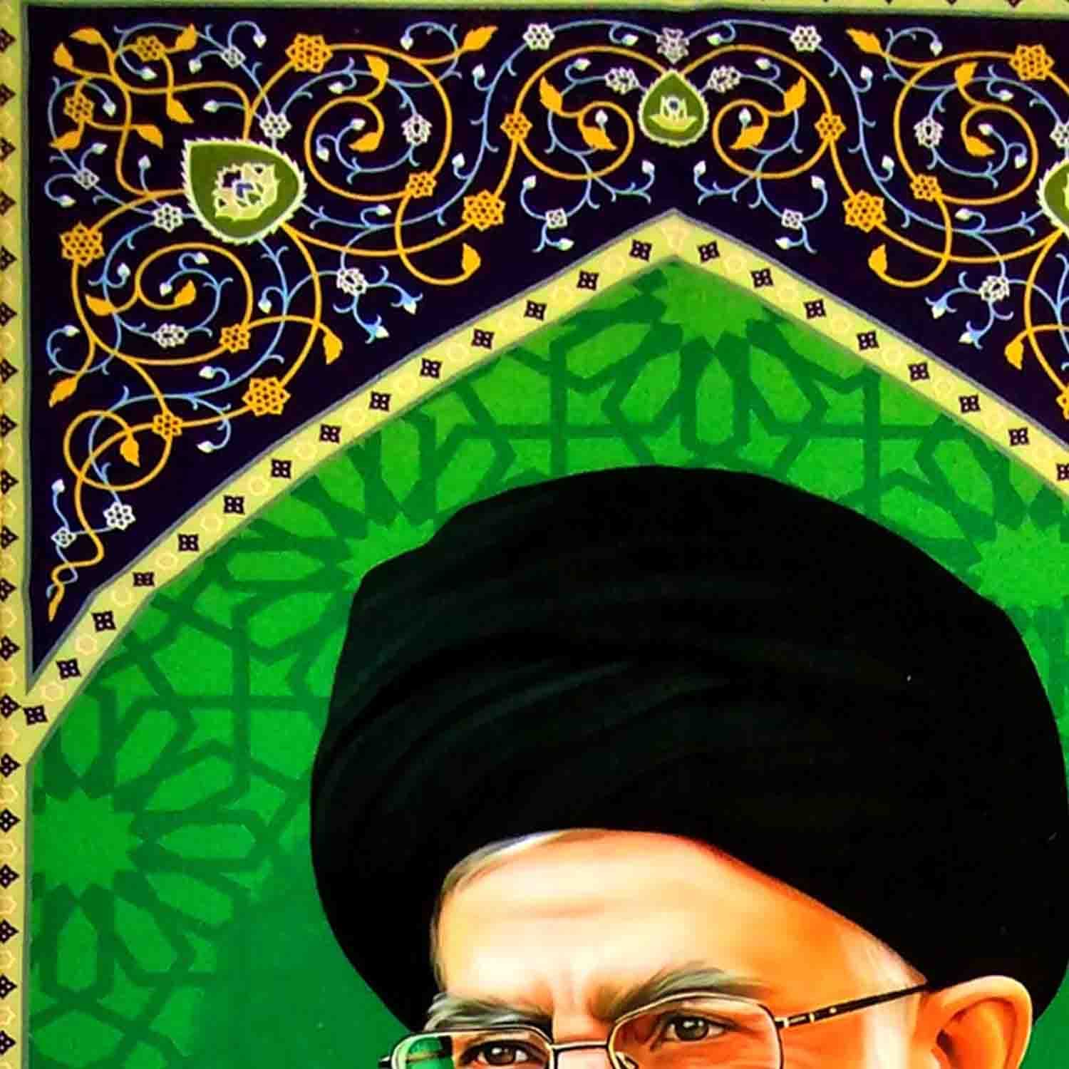 بیرق مخمل 70در50 دالبری مقام معظم رهبری-طرح محراب کد 103162 — تصویر ۲