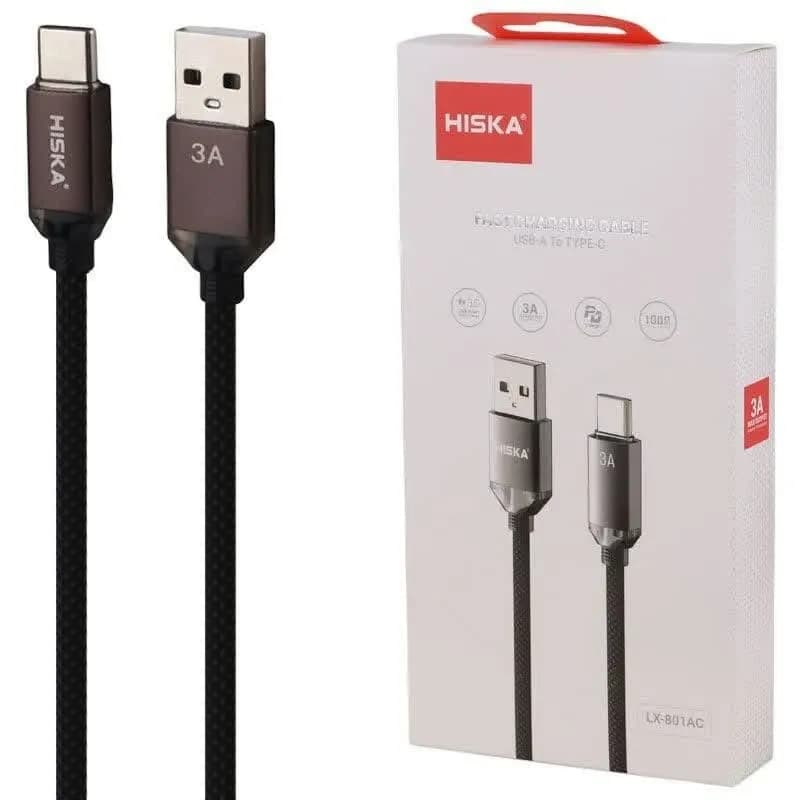 کابل تایپ سی فست شارژ 3 آمپر هیسکا LX-801AC طول 1 متر کد 9897