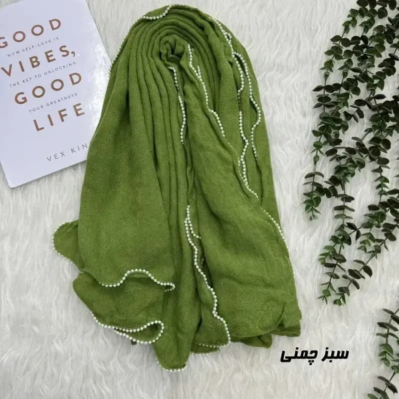 شال ساده نخی وارداتی دورنوار قواره 200 در 69 سانتیمتر — تصویر ۵