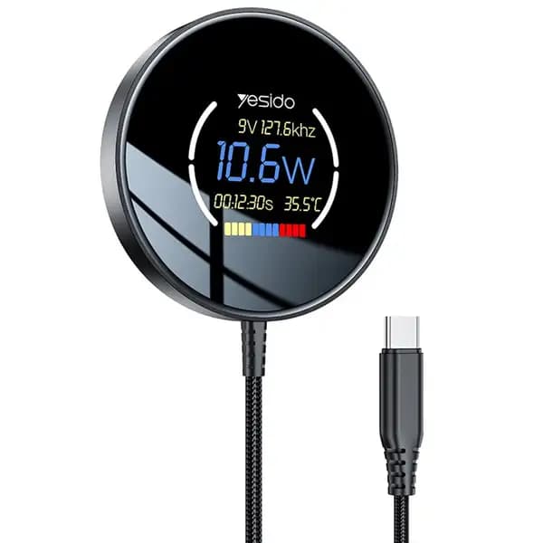 شارژر بیسیم مغناطیسی با نمایشگر دیجیتال یسیدو مدل Yesido DS28