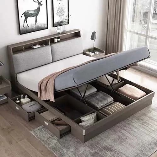 تخت خواب دونفره مدل باکس دار تمام ام دی اف F119 مبلمان فرنا مدل 1143899