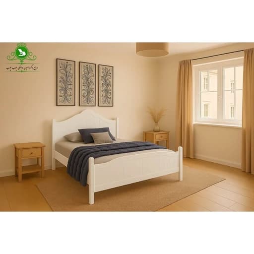 تخت خواب یک و نیم نفره MDF وکیوم مدل نازنین عرض 120 بدون تشک مبلمان فرنا مدل 1143868