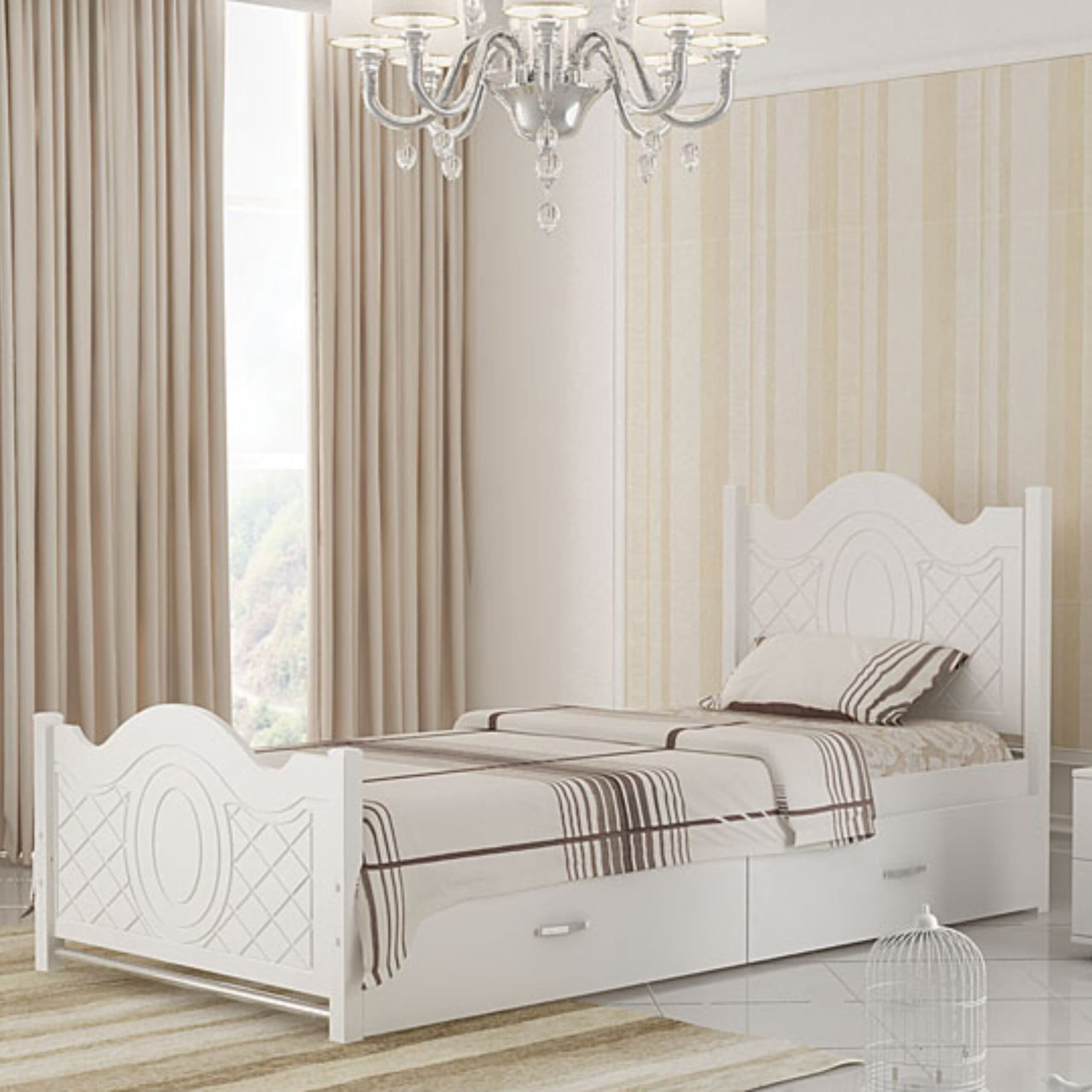 تخت خواب یک نفره MDF مدل آرامش با کشو بدون تشک مبلمان فرنا مدل 1143862 — تصویر ۳