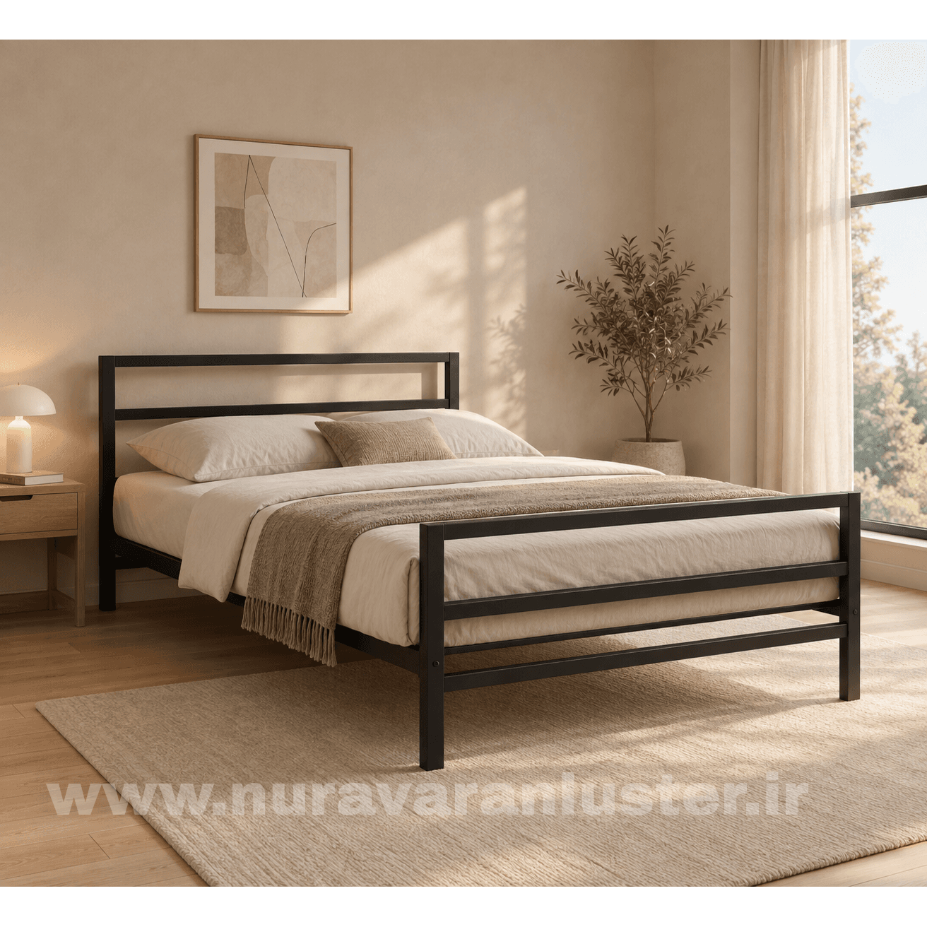 تخت خواب فلزی صنعتی تمام فلزی مستحکم B101 مبلمان فرنا مدل 1143760