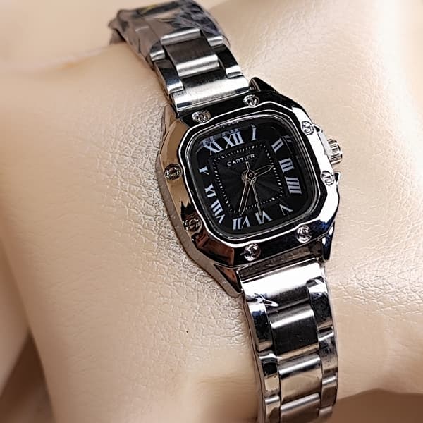 ساعت مچی زنانه کارتیر Cartier Panthère بند استیل نقرهای مشکی