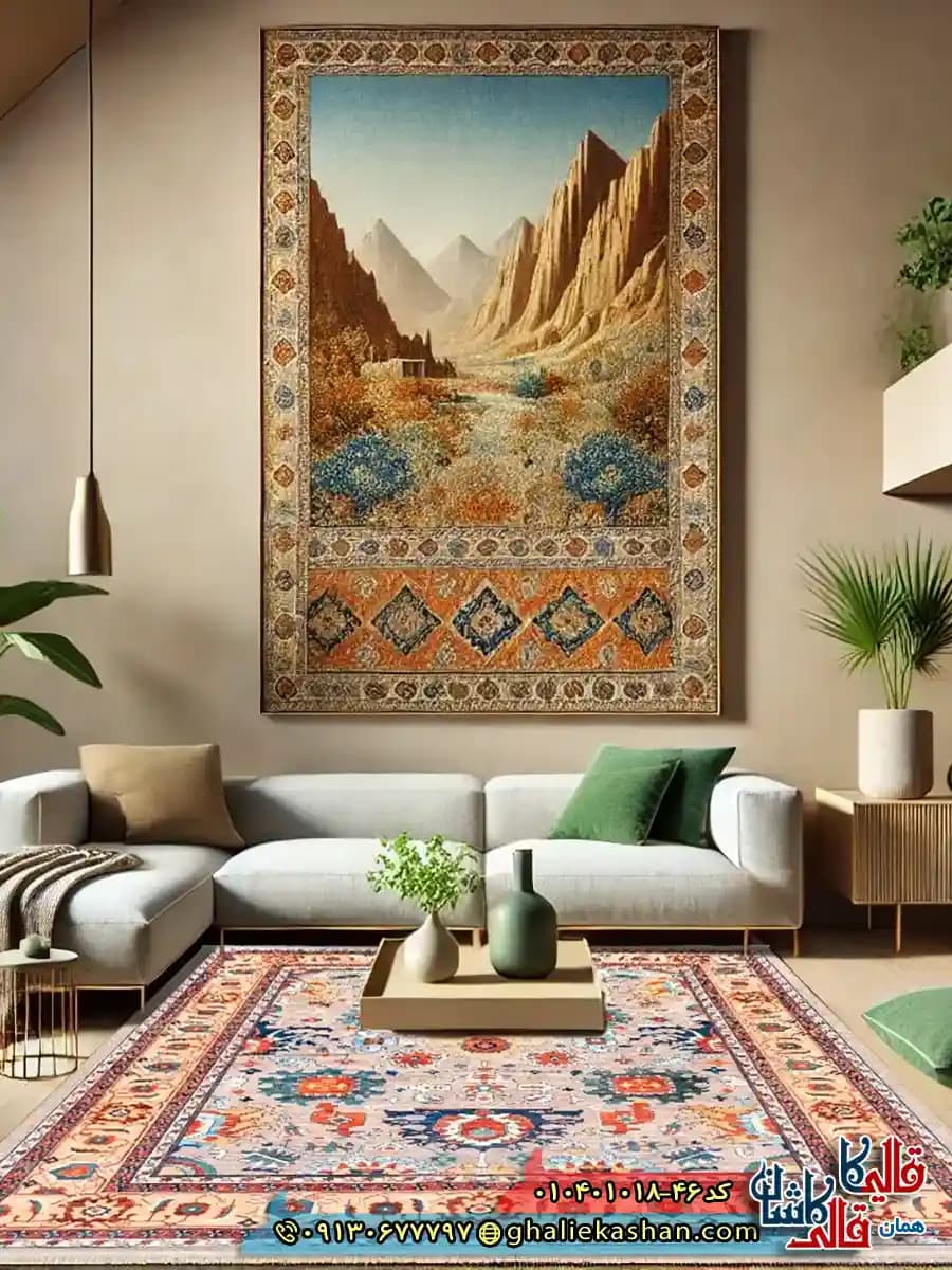 فرش سنتی 1000 شانه طرح افشان سلطان آباد زمینه طوسی کاشان
