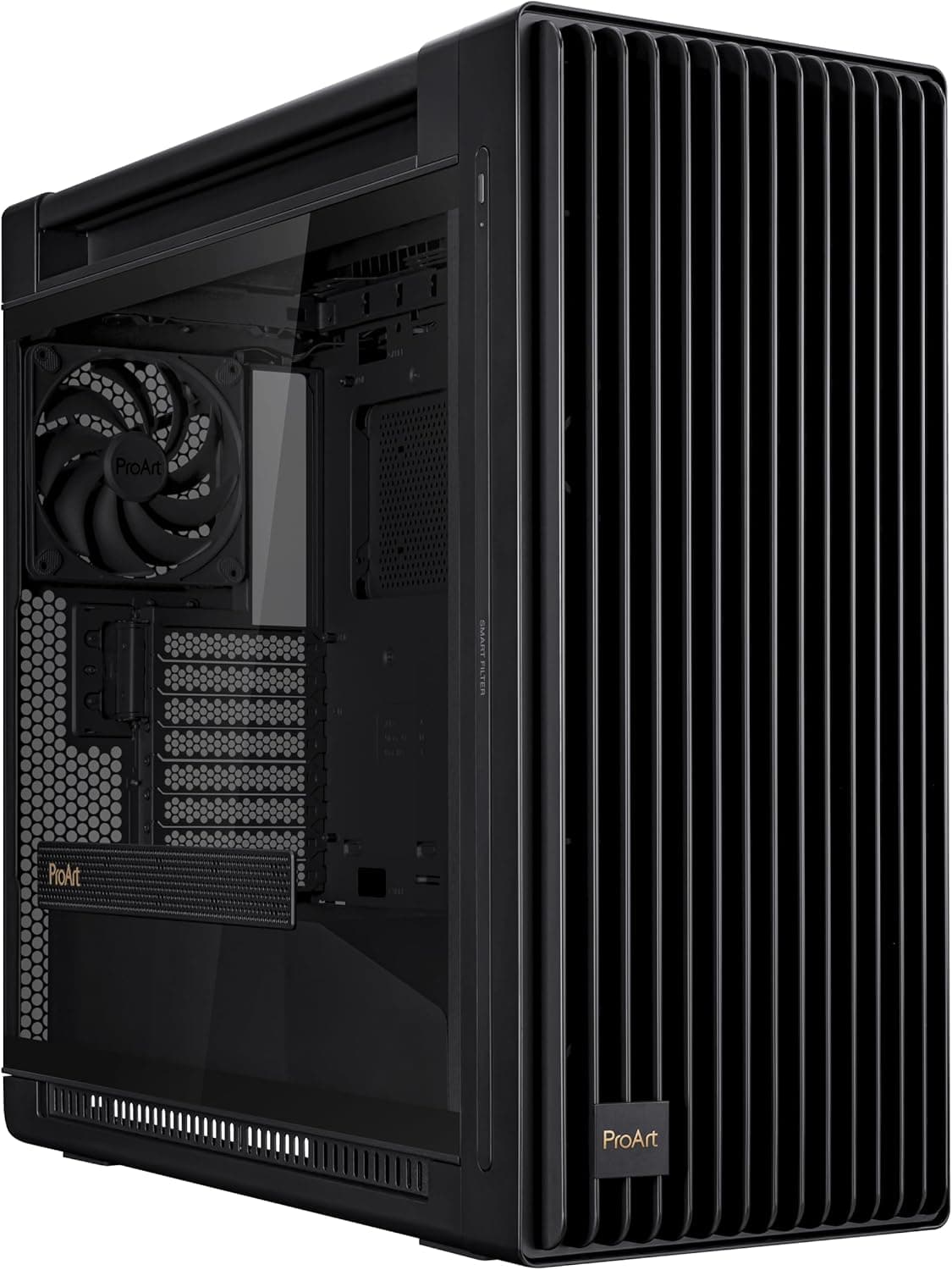 ASUS ProArt PA602 E-ATX PC Case 420mm رادیاتور پشتیبانی، دو فن داخلی 200mm، نشانگر گرد و غبار IR پنل جلو، قفل برق، نصب PCIe بدون ابزار و نگهدارنده پردازنده گرافیکی، 20Gbps USB-C Front I/O E-0 ProATBX — تصویر ۸