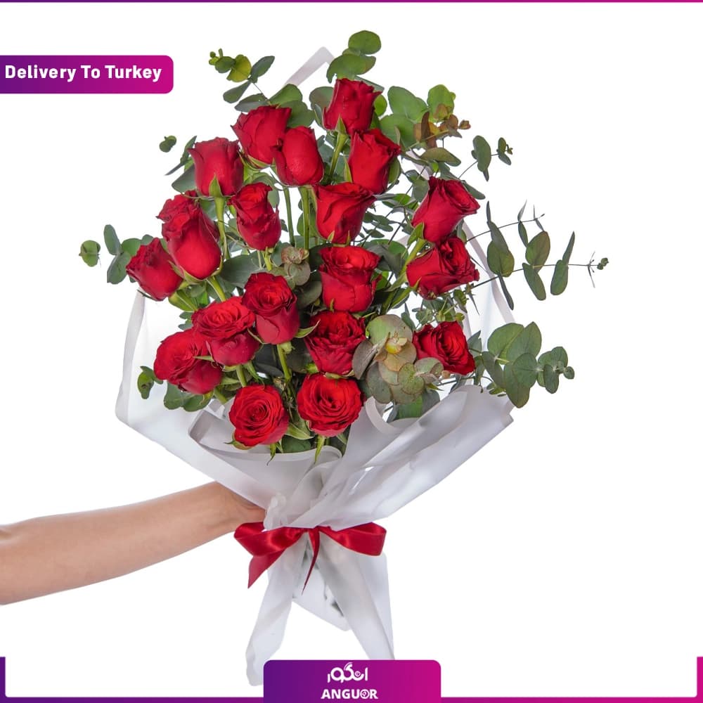 دسته گل 20 شاخه رز قرمز (ارسال گل به ترکیه)