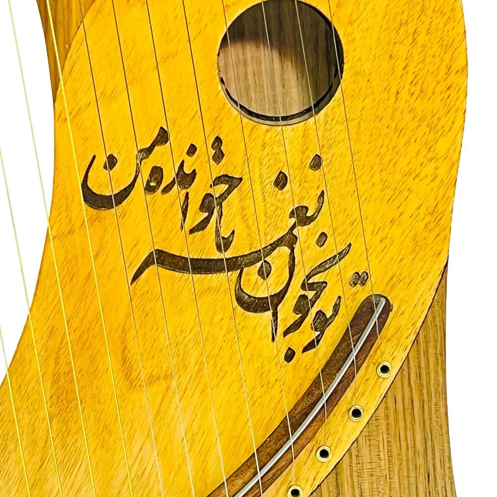 چنگ رومی ۱۹ سیم دستساز | طرح ماه | چوب گردو — تصویر ۳