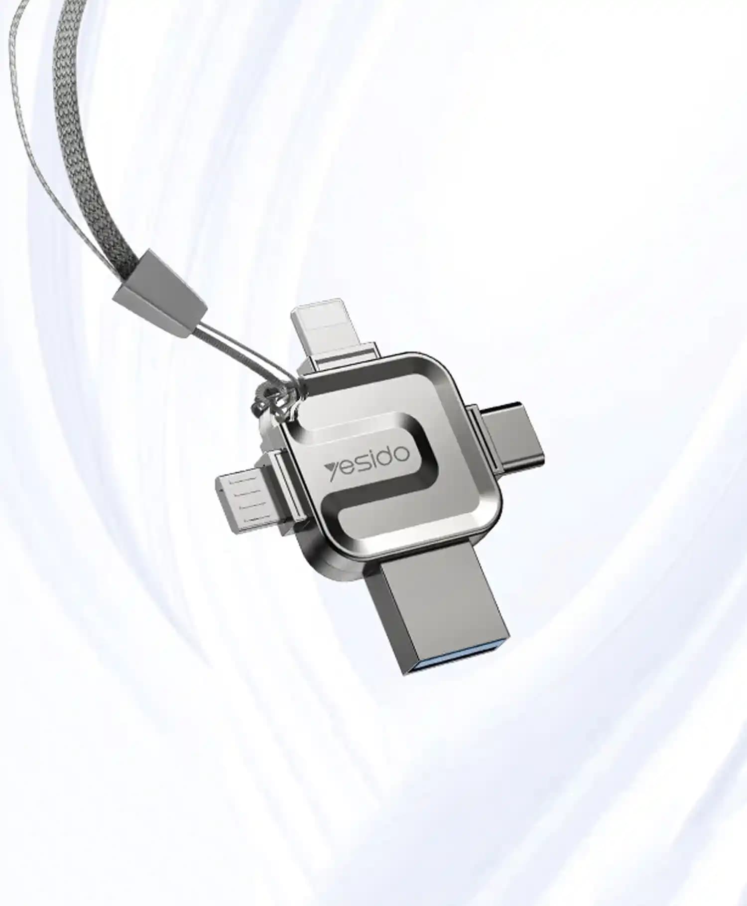 مبدل OTG و فلش مموری 4 پورت یسیدو مدل FL15 USB 3.0 ظرفیت 128 گیگابایت — تصویر ۲