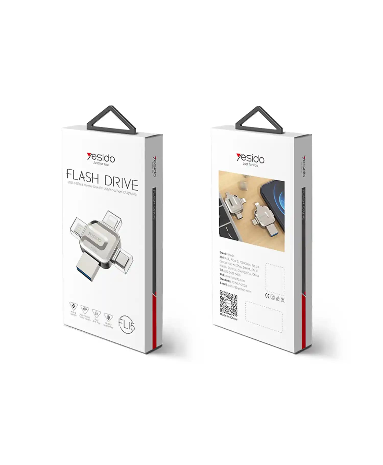 مبدل OTG و فلش مموری 4 پورت یسیدو مدل FL15 USB 3.0 ظرفیت 128 گیگابایت — تصویر ۵