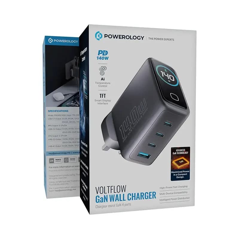 شارژر دیواری پاورولوژی مدل POWEROLOGY PWGAN140WBK — تصویر ۷