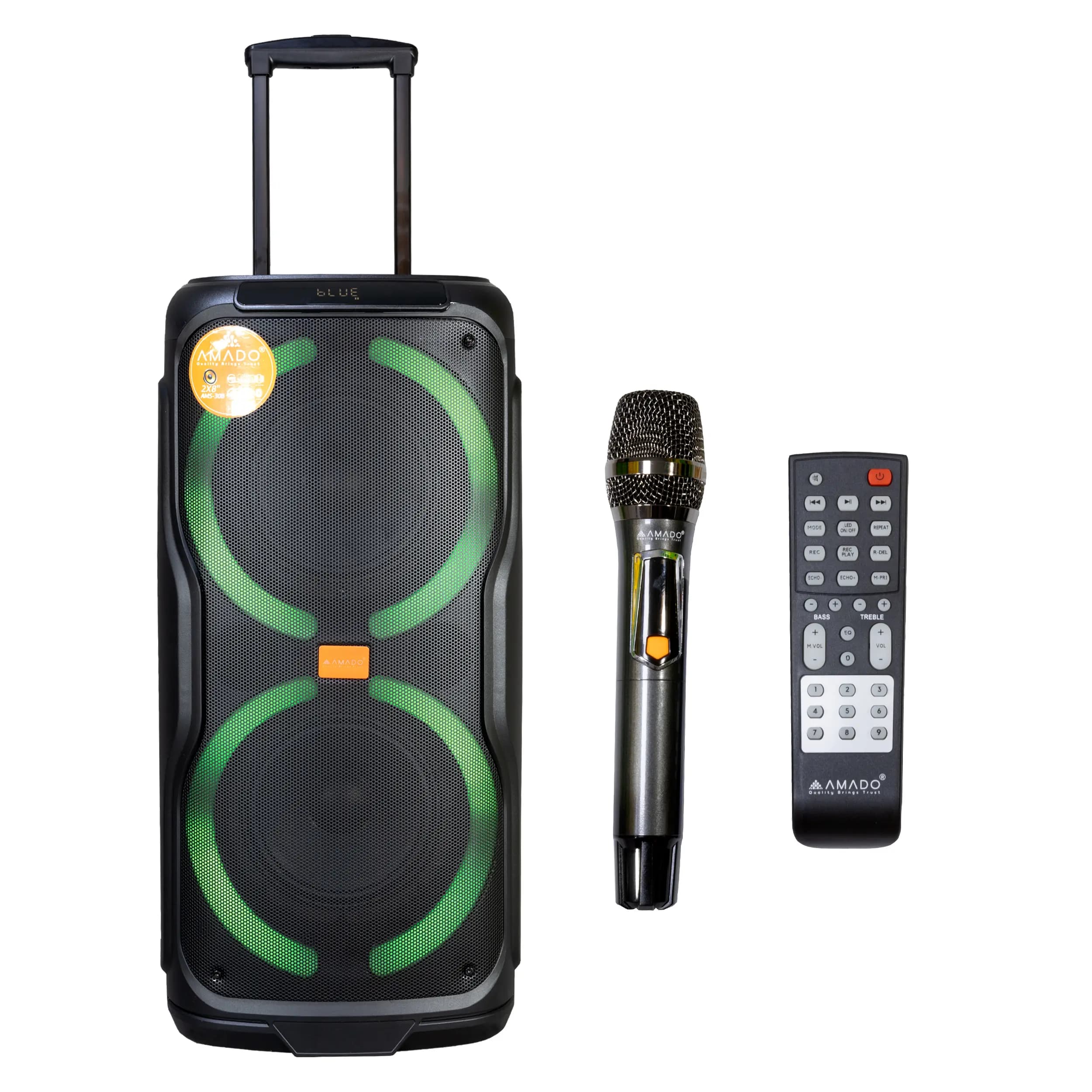 اسپیکر و پارتی باکس 80 واتی آمادو مدل AMADO AMS-308 — تصویر ۲