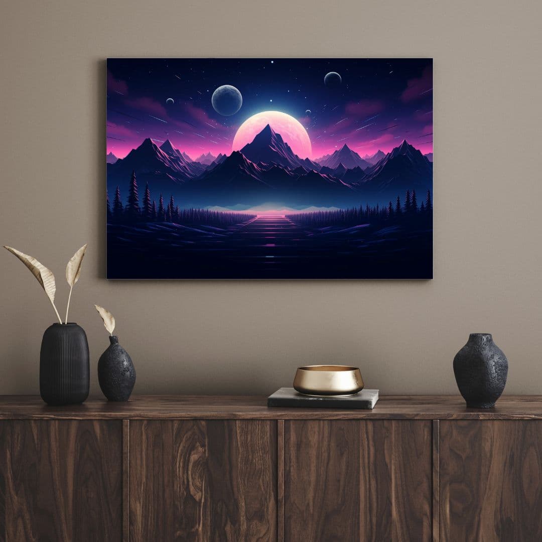 تابلو دکوراتیو فانتزی ماه صورتی pink moon — تصویر ۲