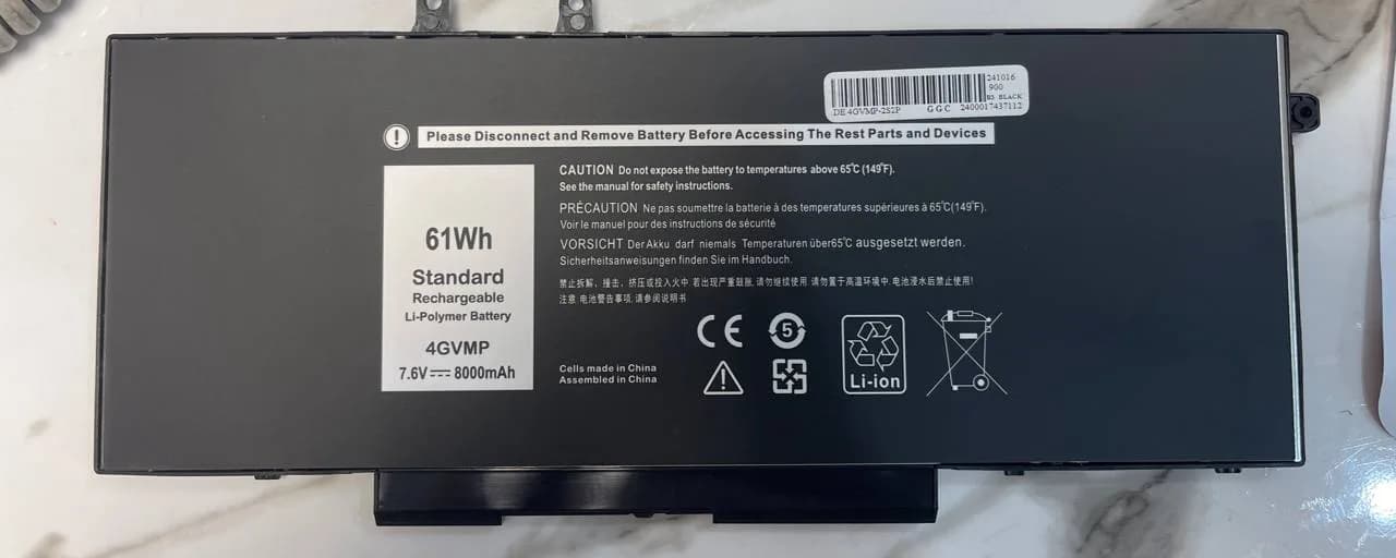 باتری لپ تاپ 4GVMP | 8000mAh | 61Wh | گارانتی 6 ماهه | اورجینال — تصویر ۲