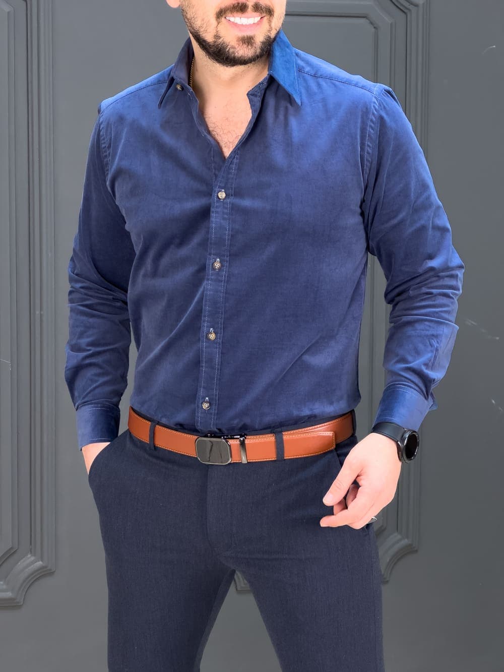 پیراهن 030802 AKOMOD آبی نیلی — تصویر ۳