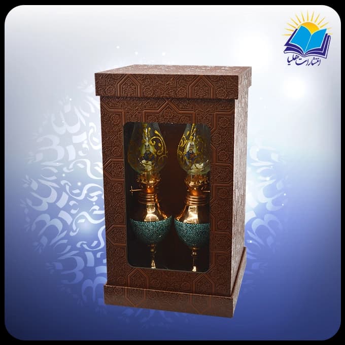 مثنوی معنوی وزیری با دو چراغ نفتی 20 فیروزه جعبه چرم طلقدار (کد 190398) — تصویر ۴