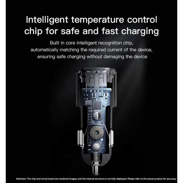 شارژر فندکی 60 وات یسیدو مدل Yesido Y55 60W Fast Charging|With Type‑C to Type‑C Cable Car Cigarette Port Charger Adapter — تصویر ۴
