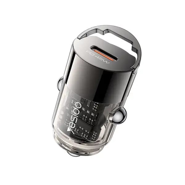 شارژر فندکی شفاف 45 وات یسیدو مدل Y67 Aluminum Alloy Transparent Shell Pull Ring Design PD45W Fast Charging Mini Hidden