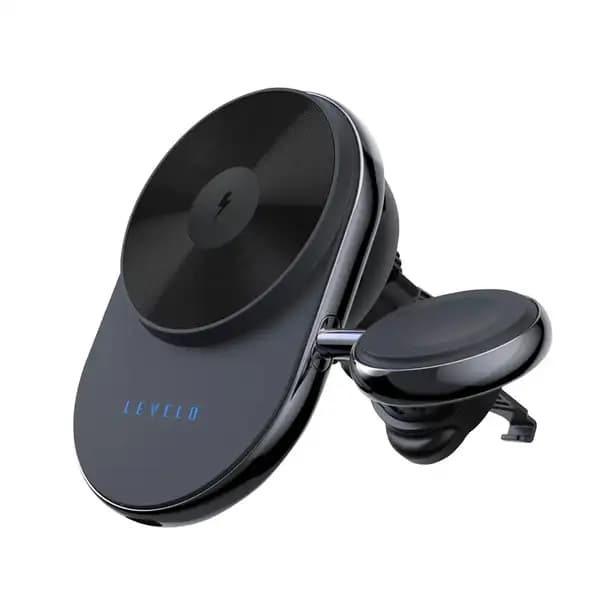 هولدر و نگهدارنده مگنتی موبایل خودرو و شارژر وایرلس آیفون و اپل واچ لولو مدل Levelo Siena 2 in 1 Wireless Car Charger — تصویر ۲
