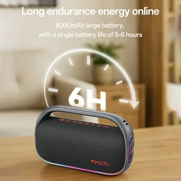 اسپیکر بلوتوثی یسیدو مدل YESIDO YSW31 Wireless Speaker 3 EQ Modes Waterproof TWS Stereo Sound — تصویر ۷