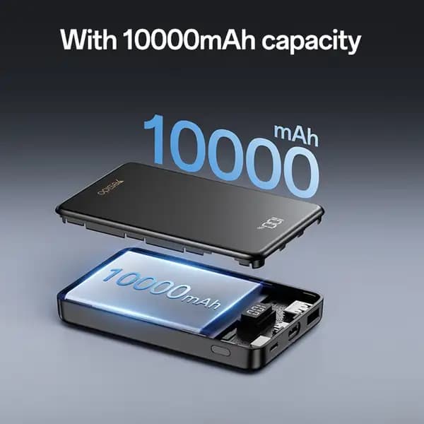 پاوربانک 10000 هزار 22.5 وات همراه کابل داخلی iP یسیدو مدل Yesido YP75 — تصویر ۴