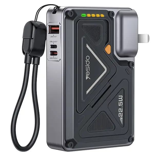 شارژر دیواری و پاور بانک بی سیم 10000 هزار 22.5 وات فست شارژ یسیدو مدل Yesido YP89 PD
