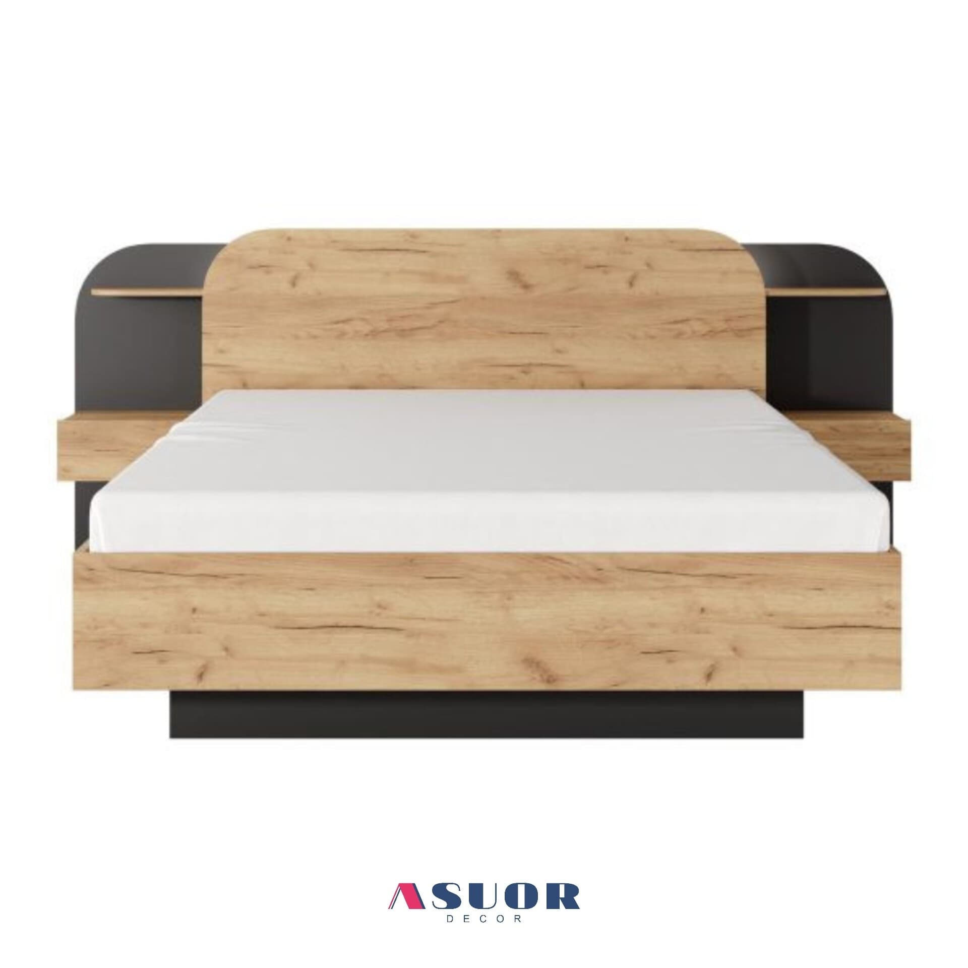 تخت 160 در 200 تمام mdf با بغل تختی مبلمان فرنا مدل 1143748 — تصویر ۲