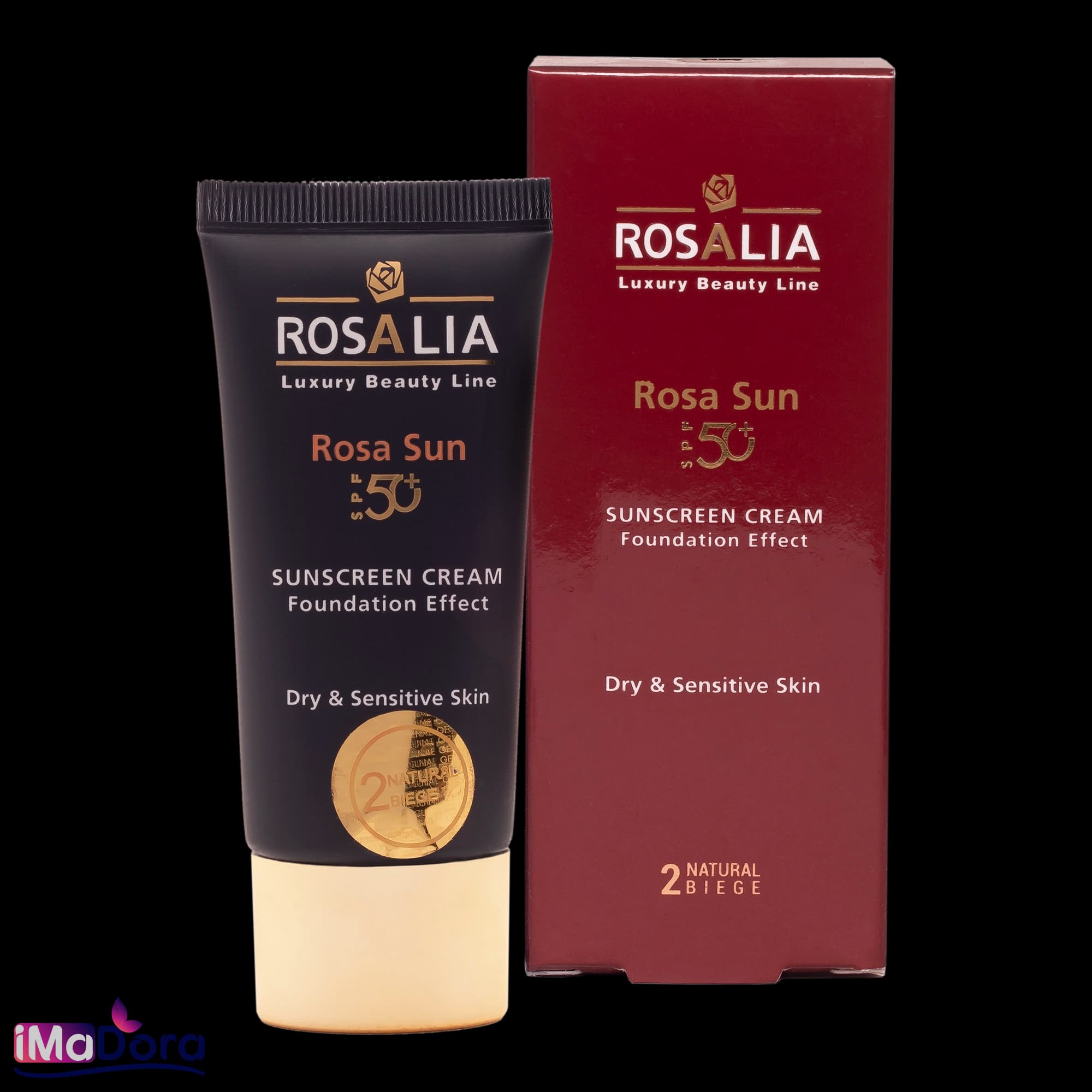 کرم ضد آفتاب بژ طبیعی رزالیا مناسب پوست خشک و حساس +SPF50 — تصویر ۳