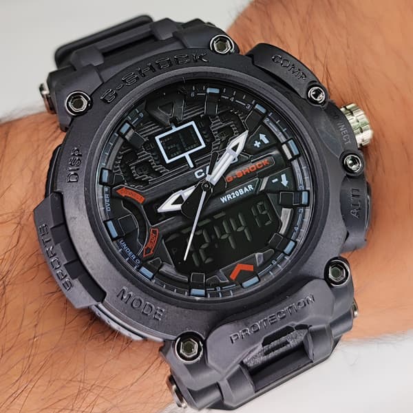 ساعت مچی کاسیو جی شاک دو زمانه دکمه دیلایت پایین مشکی G-Shock (دو موتوره) — تصویر ۷