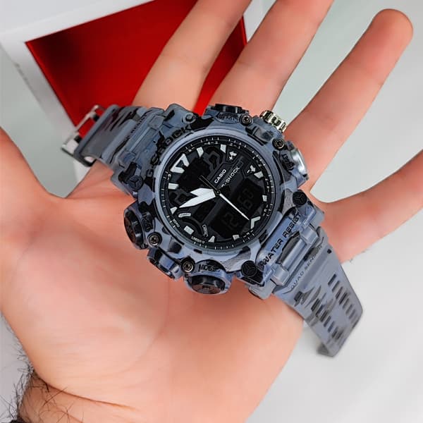 ساعت مچی جیشاک دو زمانه ارتشی خاکستری G-Shock (دو موتوره) — تصویر ۸