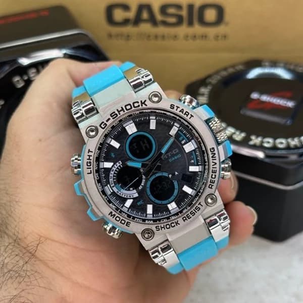 ساعت مچی جیشاک دو زمانه نقره ای آبی مدل 5544 G-Shock (دو موتوره) — تصویر ۳