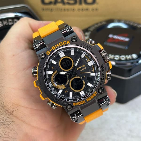 ساعت مچی جیشاک دو زمانه مشکی نارنجی مدل 5544 G-Shock (دو موتوره) — تصویر ۴