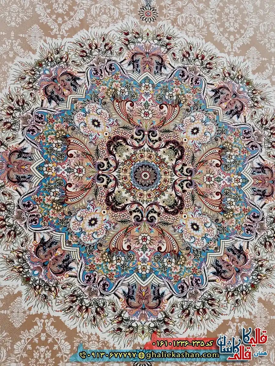 فرش 1200 شانه طرح هالیدی رنگ کرم کاشان — تصویر ۴