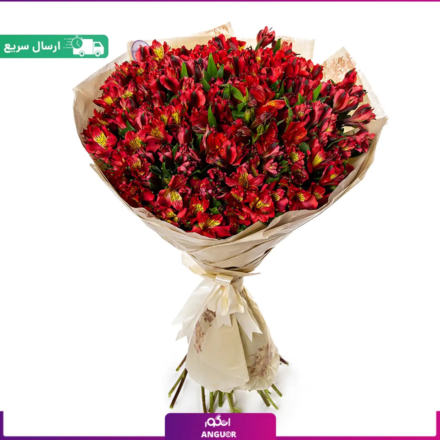 دسته گل آلسترومریا قرمز (80 شاخه)