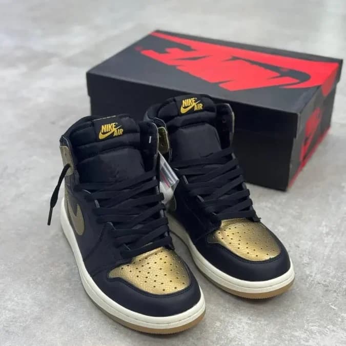 کفش جردن وان ساقدار مشکی گلد مستر کوالیتی | Jordan 1 High Black & Gold — تصویر ۴