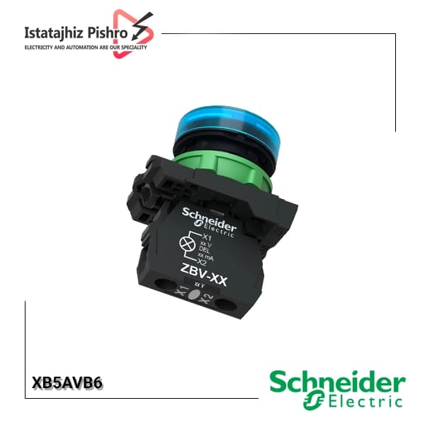 چراغ سیگنال آبی اشنایدر XB5AVB6 با LED داخلی 24 ولت AC/DC — تصویر ۲