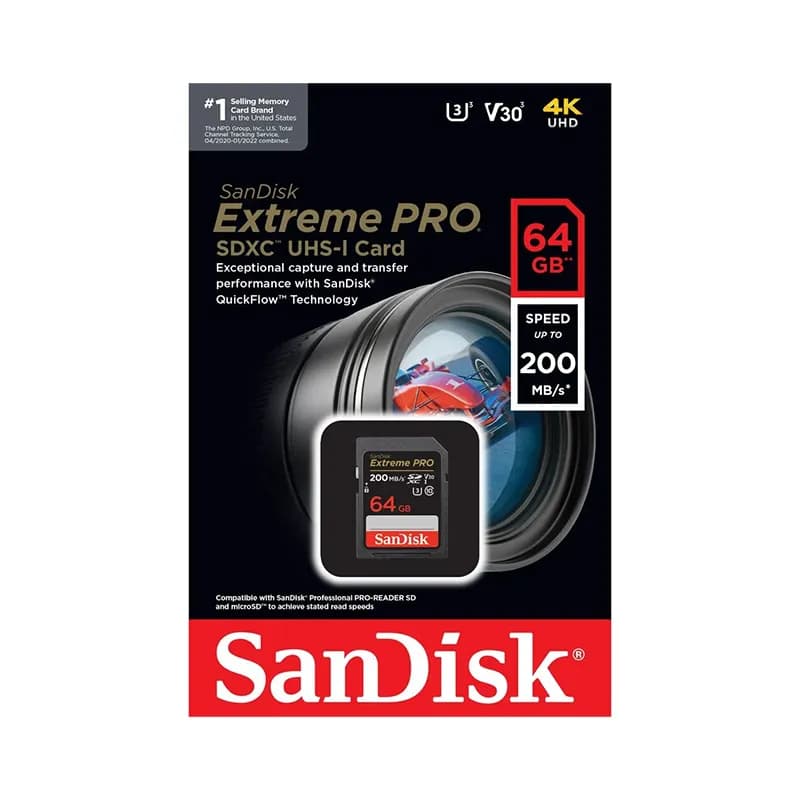 مموری کارت سن دیسک مدل SanDisk extreme pro sd ظرفیت 64 گیگ — تصویر ۳