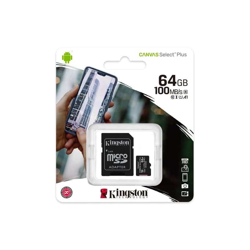 کارت حافظه microSDXC کینگستون مدل CANVAS کلاس 10 استاندارد UHS-I U1 سرعت 100MBps ظرفیت 64 گیگابایت به همراه آداپتور SD — تصویر ۳