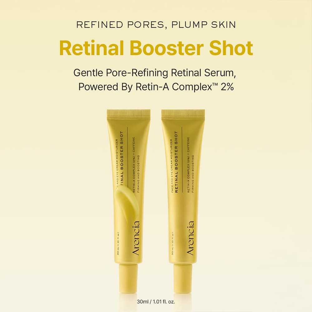 بوستر شات دور چشم و صورت رتینال آرنسیا ضد چروک و جمع کننده منافذ ARENCIA Retinal Booster Shot Eye & Face حجم 30 میلی لیتر — تصویر ۳