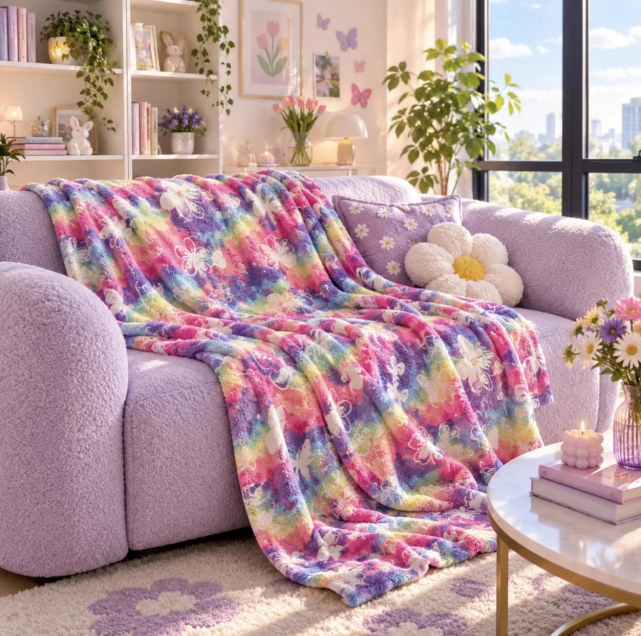 پتو مسافرتی 1 نفره مدل شب نما طرح هفت رنگ فرشته سایز 170×200 سانتی متر — تصویر ۴
