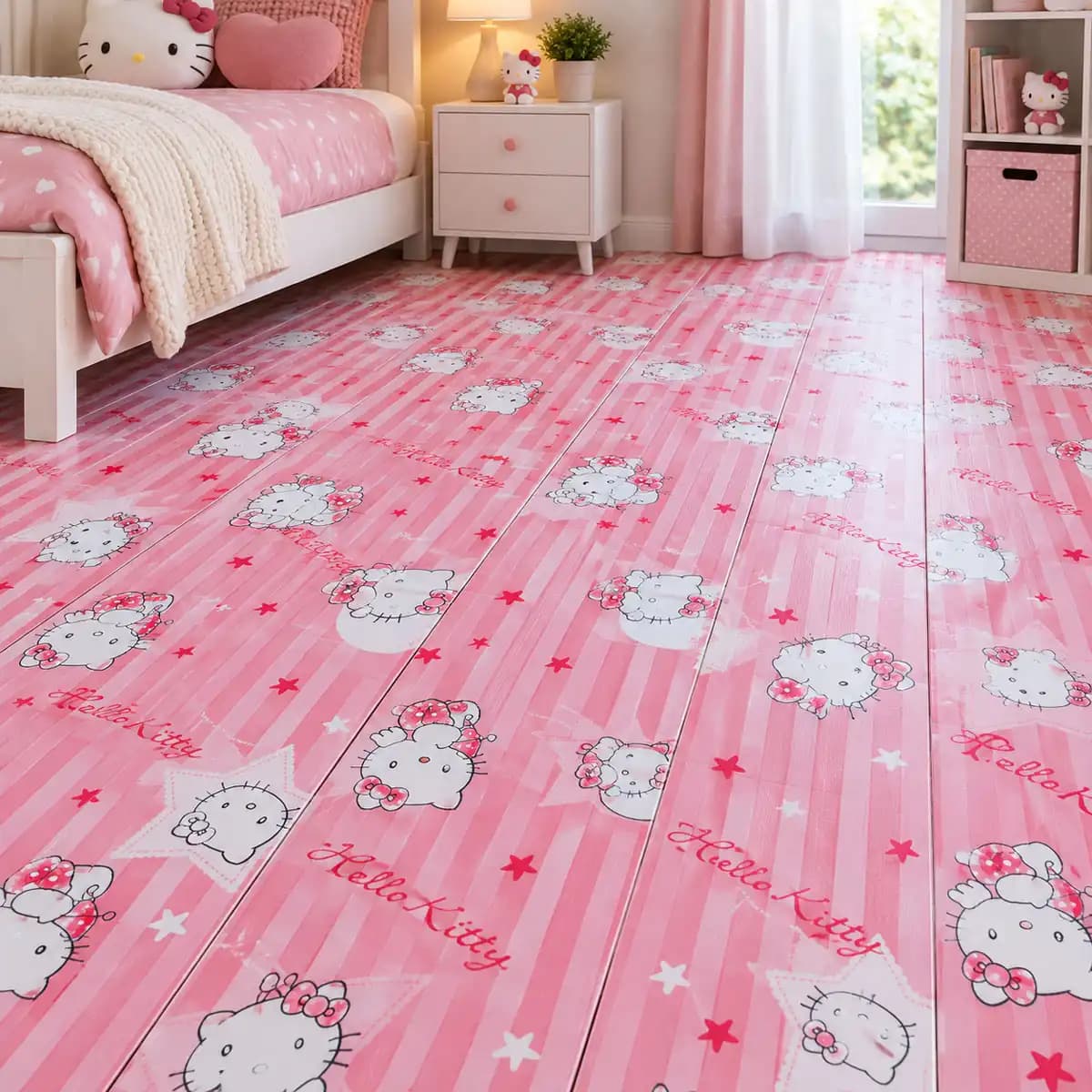 کفپوش PVC طرح Hello Kitty صورتی کد PVC-HK02