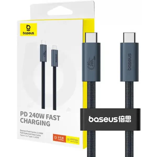 کابل سوپر فست شارژ تایپ سی به تایپ سی 240 وات بیسوس مدل Baseus PD USB 4 40Gbps P10311803111-00 — تصویر ۸