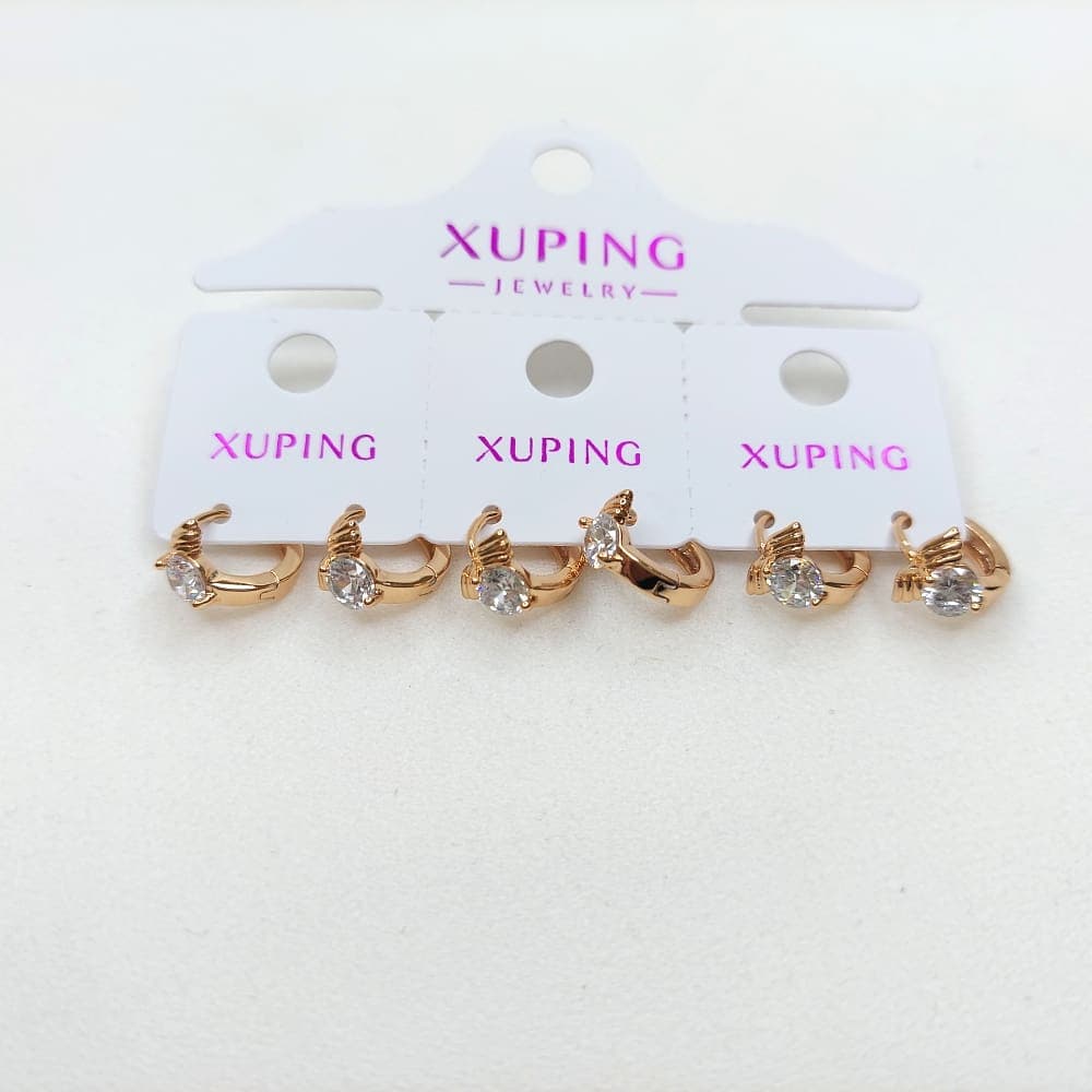 گوشواره زنانه حلقه ایی طرح بال فرشته نگین دار مدل XUPING 3557 — تصویر ۵