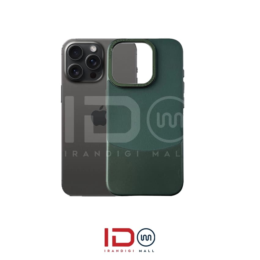 قاب اورجینال چرم و کانواس فلزی گوشی اپل مدل IPHONE 15 PRO MAX برند فوکوس پیکسل رنگ صورتی — تصویر ۵