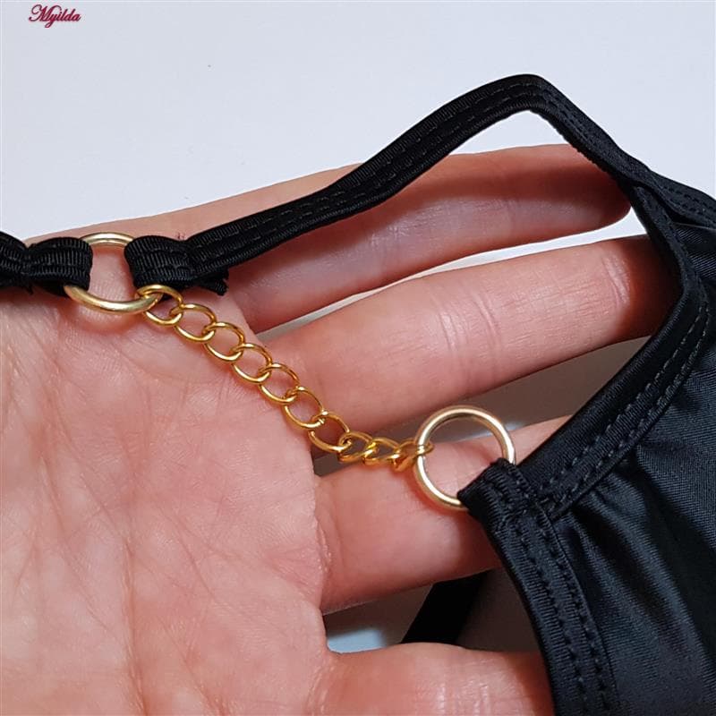 شورت زنانه مدل زنجیردار فانتزی مشکی کد 4767-13-02 — تصویر ۳